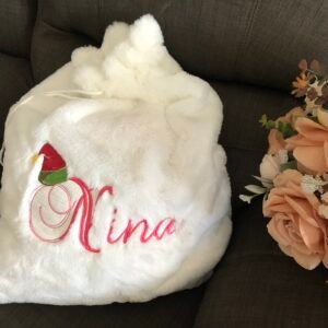 Fully Personalised Christmas Sack wih embroidery - Faux Fur Santa Sack